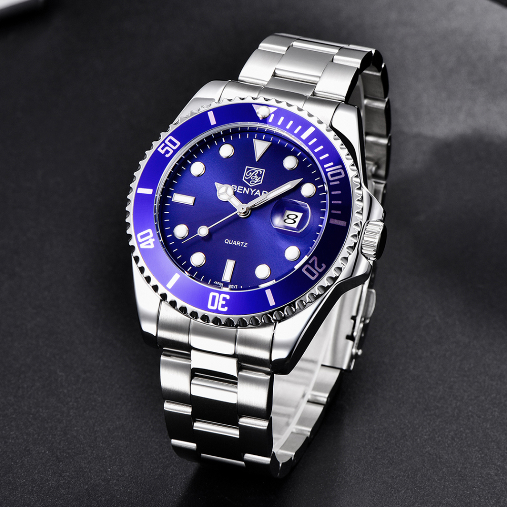 BENYAR Men's Quartz Watches Waterproof Alloy Business Wrist Watch for Men Stainless Steel Luxury Sports Wristwatch
