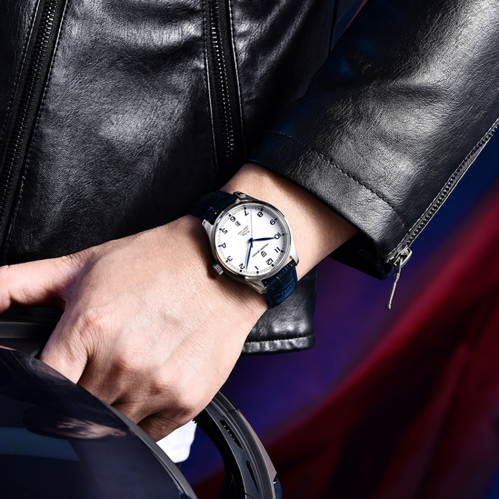 PAGANI DESIGN Men's Automatic Watches Stainless Steel Genuine Leather Business Casual Dress Wrist Watch for Men 200M Waterproof