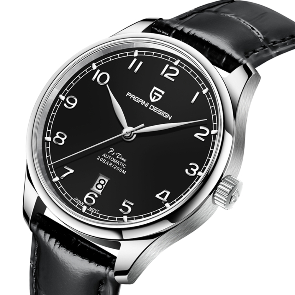 PAGANI DESIGN PD-YS003 Men's Automatic Watches Stainless Steel Genuine Leather Business Casual Dress Wrist Watch for Men 200M Waterproof