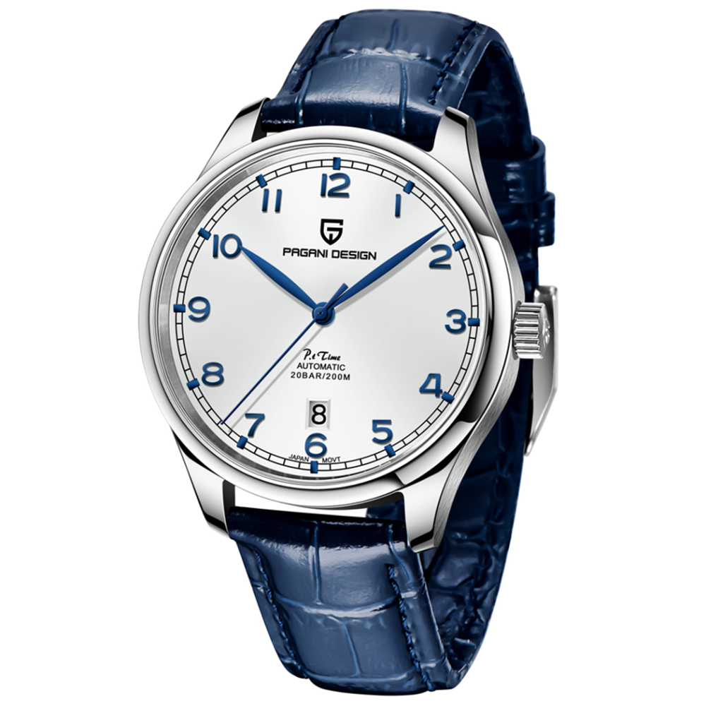 PAGANI DESIGN Men's Automatic Watches Stainless Steel Genuine Leather Business Casual Dress Wrist Watch for Men 200M Waterproof