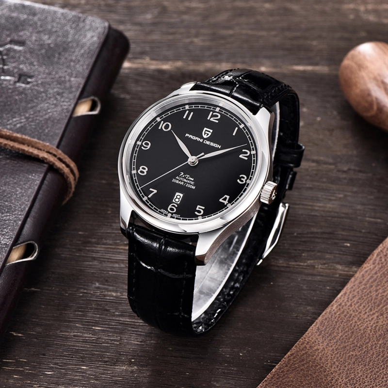 PAGANI DESIGN Men's Automatic Watches Stainless Steel Genuine Leather Business Casual Dress Wrist Watch for Men 200M Waterproof