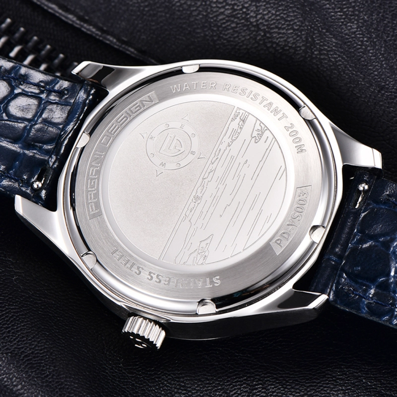 PAGANI DESIGN PD-YS003 Men's Automatic Watches Stainless Steel Genuine Leather Business Casual Dress Wrist Watch for Men 200M Waterproof