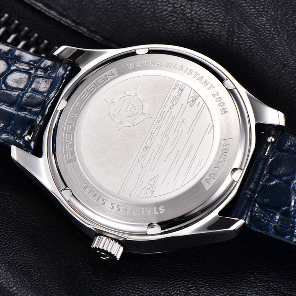 PAGANI DESIGN PD-YS003 Men's Automatic Watches Stainless Steel Genuine Leather Business Casual Dress Wrist Watch for Men 200M Waterproof