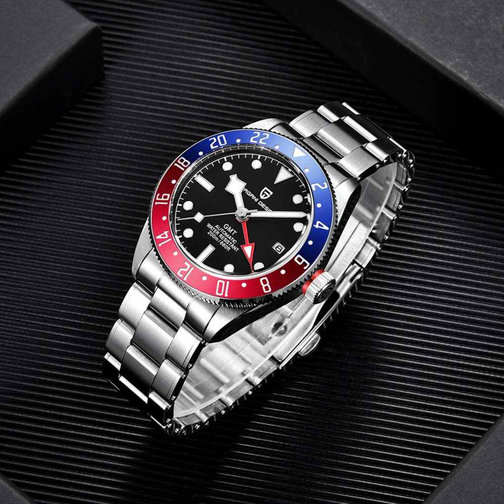 PAGANI DESIGN PD-1706 Men's Watches New Black Bay GMT Automatic Wrist Watch for Men 40mm Stainless Steel 200M Waterproof Business Wristwatch
