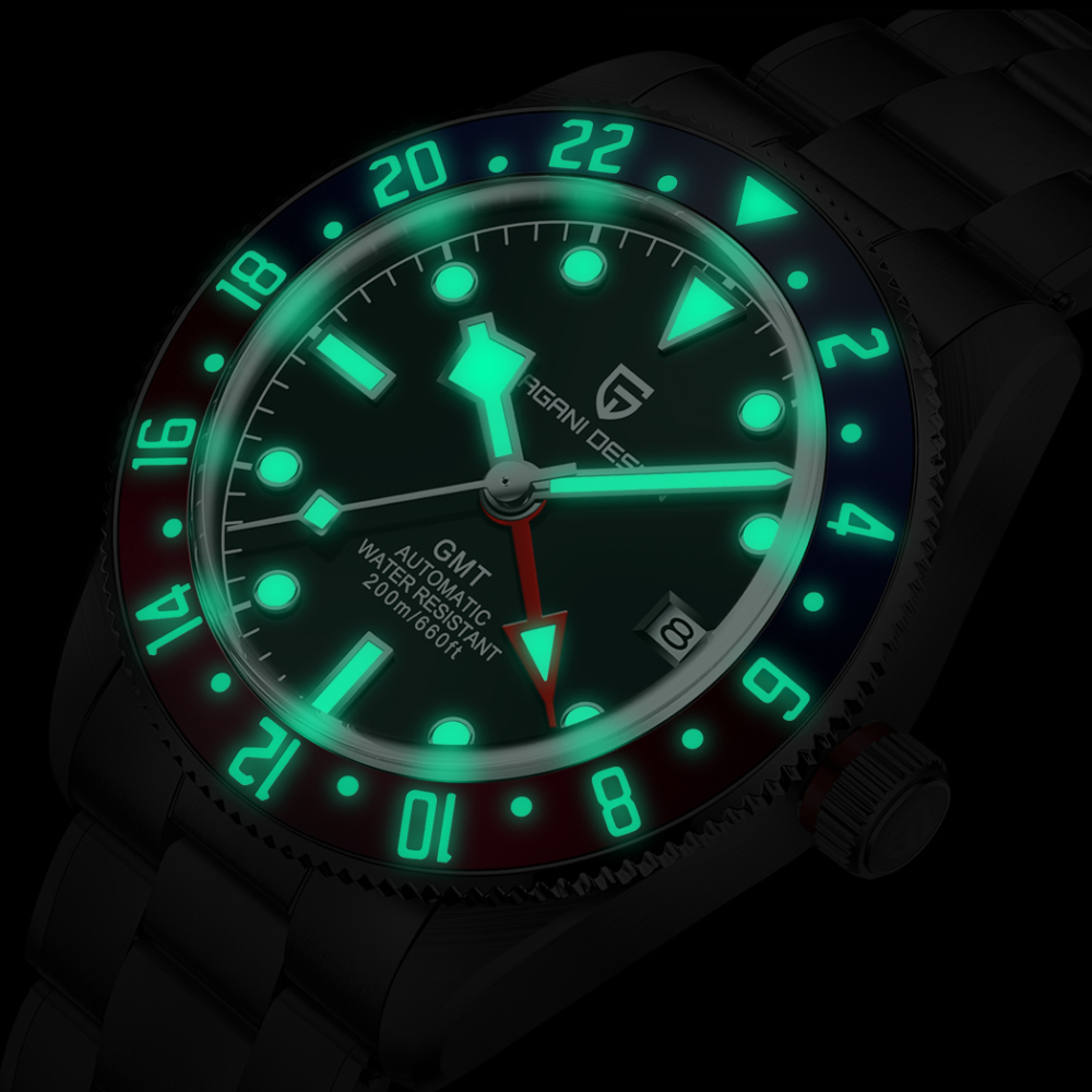 PAGANI DESIGN PD-1706 Men's Watches New Black Bay GMT Automatic Wrist Watch for Men 40mm Stainless Steel 200M Waterproof Business Wristwatch