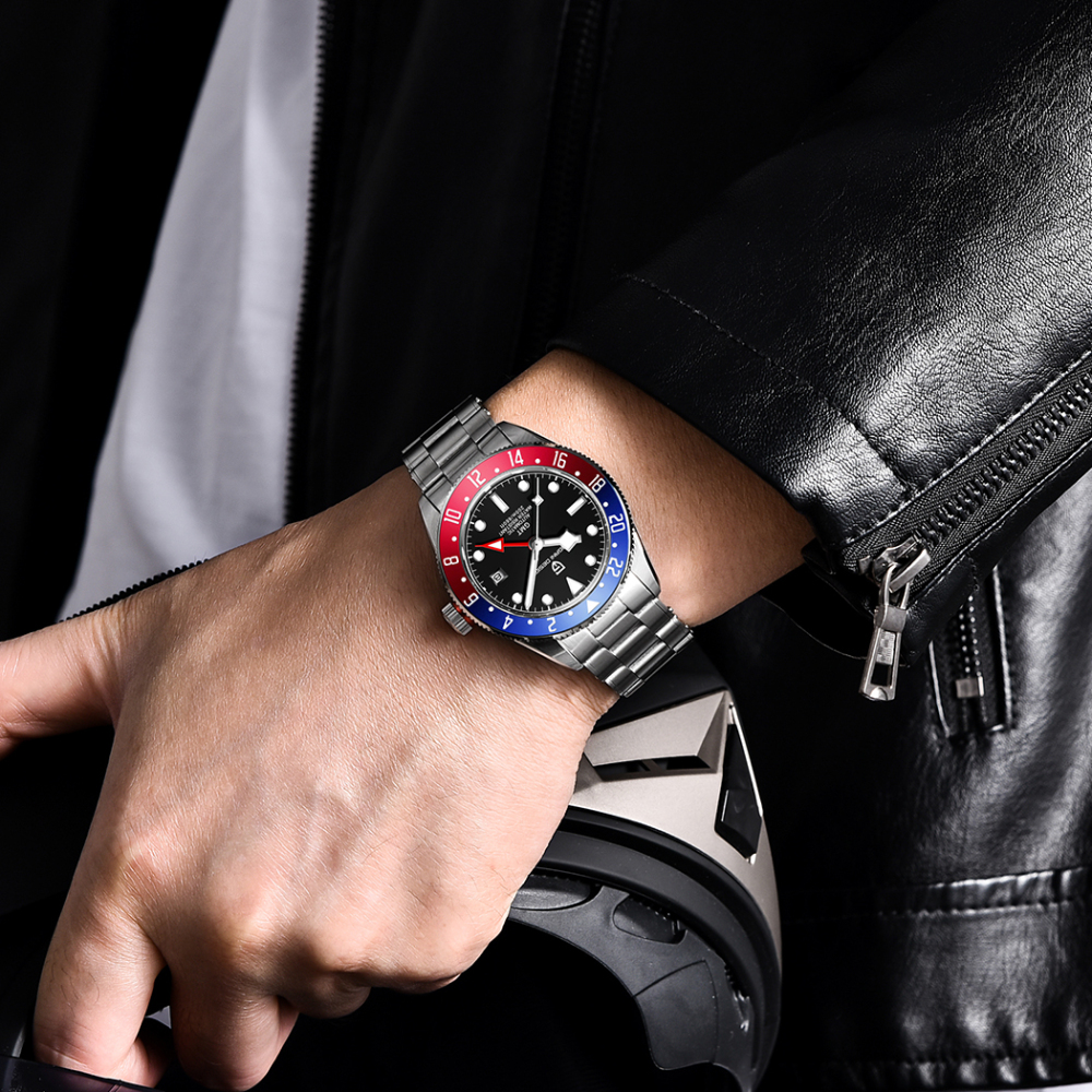 PAGANI DESIGN PD-1706 Men's Watches New Black Bay GMT Automatic Wrist Watch for Men 40mm Stainless Steel 200M Waterproof Business Wristwatch