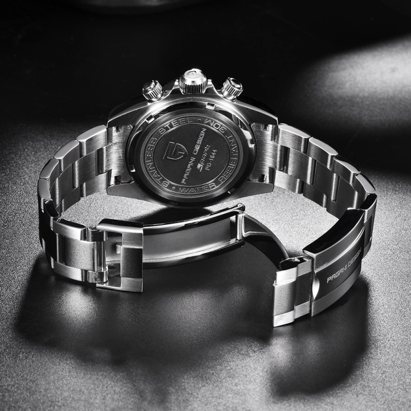 PAGANI DESIGN PD-1644 Men's Quartz Watches Sports Chronograph Wrist Watch with VK63 Movement Sapphire Ceramic Bezel Waterproof Stainless Steel Strap