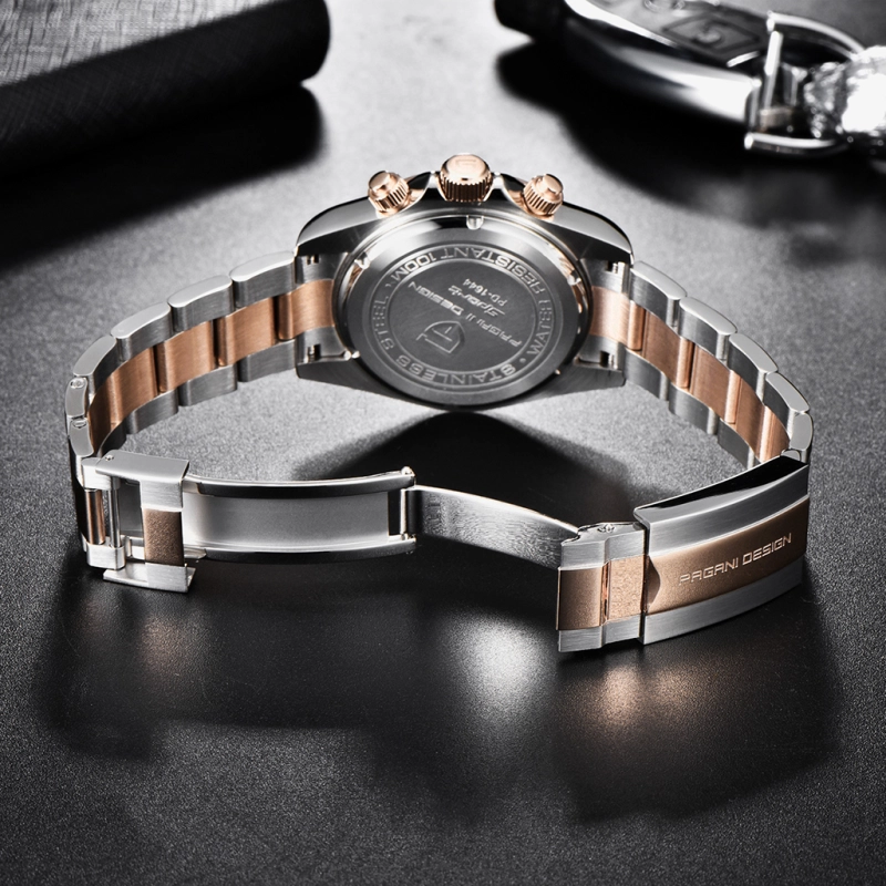 PAGANI DESIGN PD-1644 Men's Quartz Watches Sports Chronograph Wrist Watch with VK63 Movement Sapphire Ceramic Bezel Waterproof Stainless Steel Strap