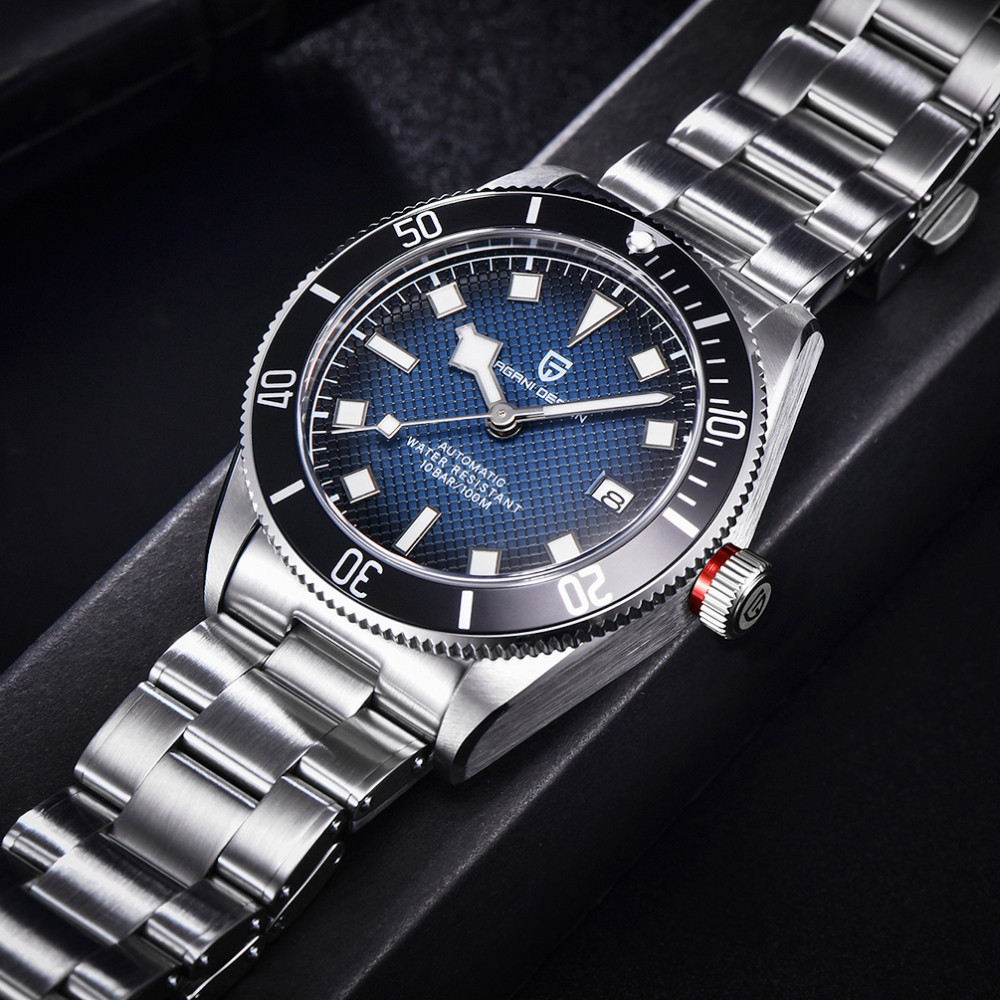 PAGANI DESIGN PD-1709 Men's Automatic Watches Mechanical Sports NH35A Stainless Steel Waterproof Wrist Watch for Men Auto Date Fold-over Clasp