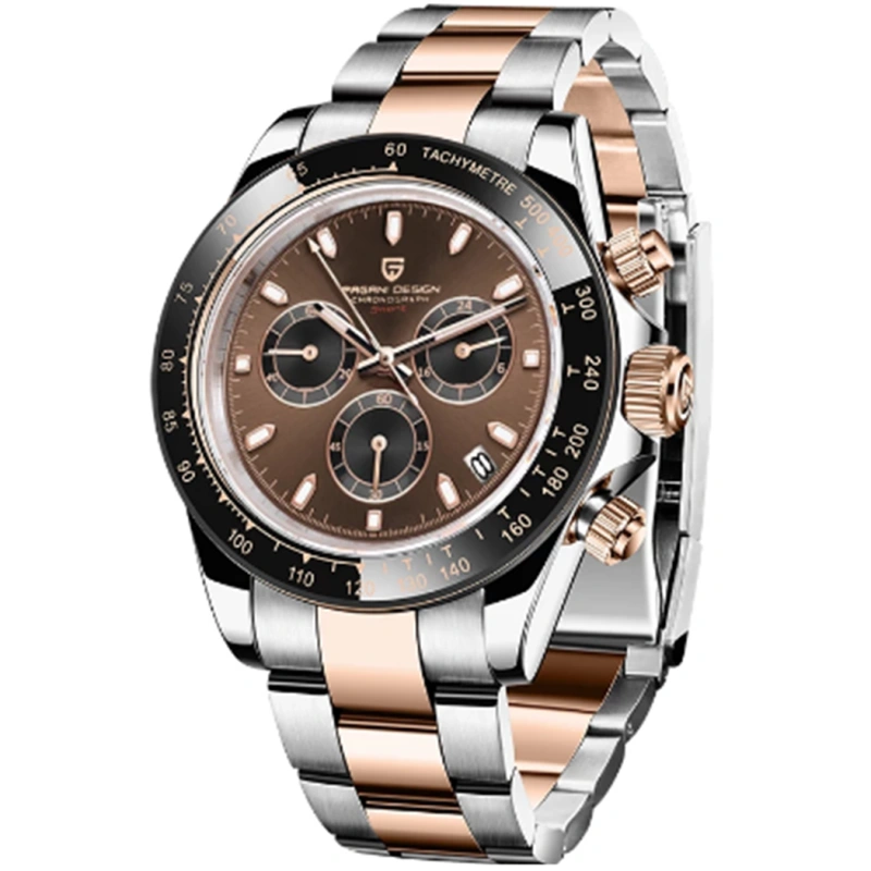 PAGANI DESIGN Blue Men's Quartz Watches Daytona Homage Wrist Watch with Seiko VK63 Movement Sapphire Ceramic Bezel Waterproof Stainless Steel Strap