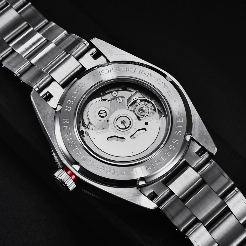 PAGANI DESIGN PD-1709 Men's Automatic Watches Mechanical Sports NH35A Stainless Steel Waterproof Wrist Watch for Men Auto Date Fold-over Clasp