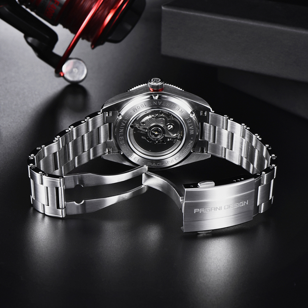 PAGANI DESIGN PD-1709 Men's Automatic Watches Mechanical Sports NH35A Stainless Steel Waterproof Wrist Watch for Men Auto Date Fold-over Clasp