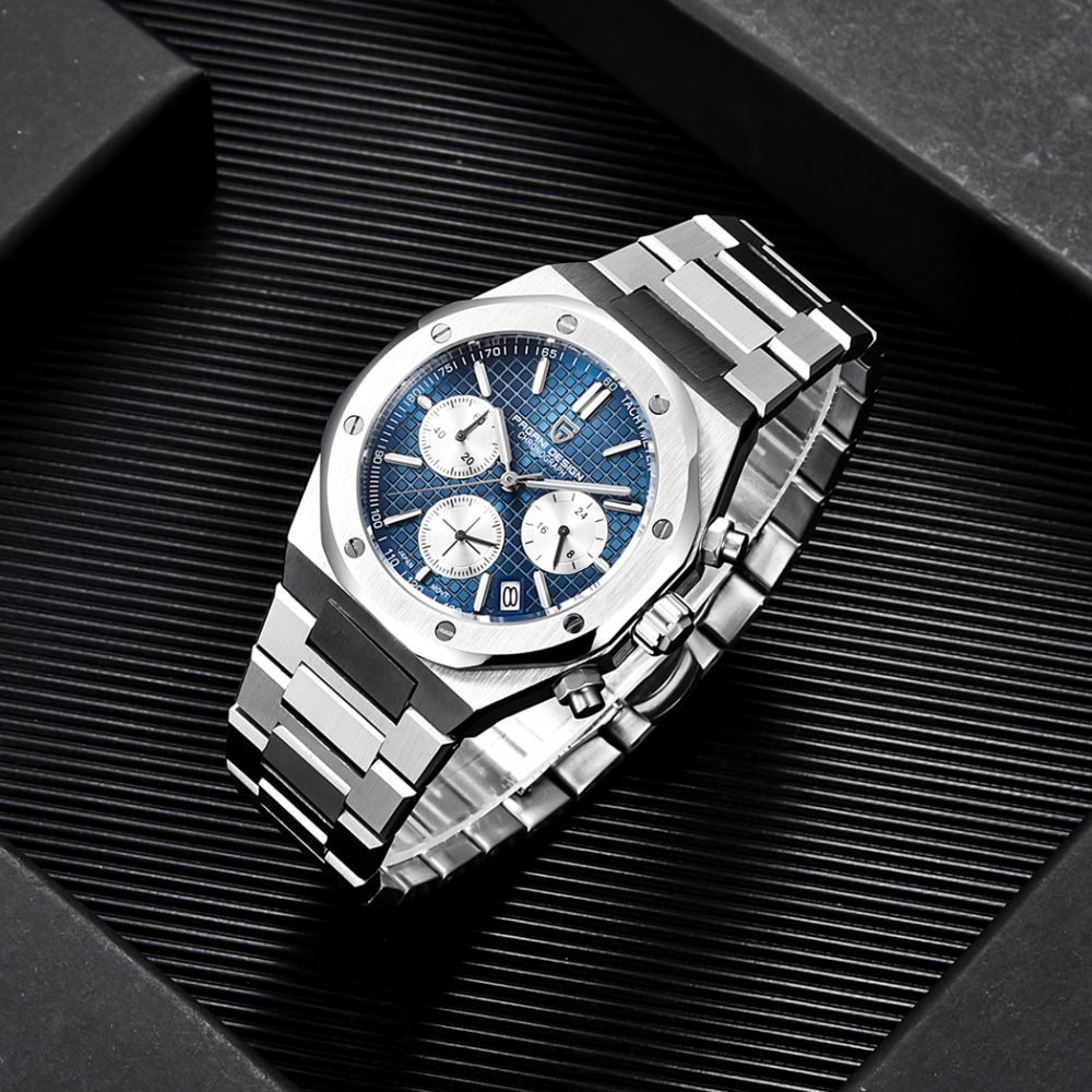 PAGANI DESIGN PD-1707 Men's Sports Quartz Watches New Chronograph Wrist Watch for Men Sapphire Stainless Steel Leather Watchband Waterproof Business Dress Wristwatch