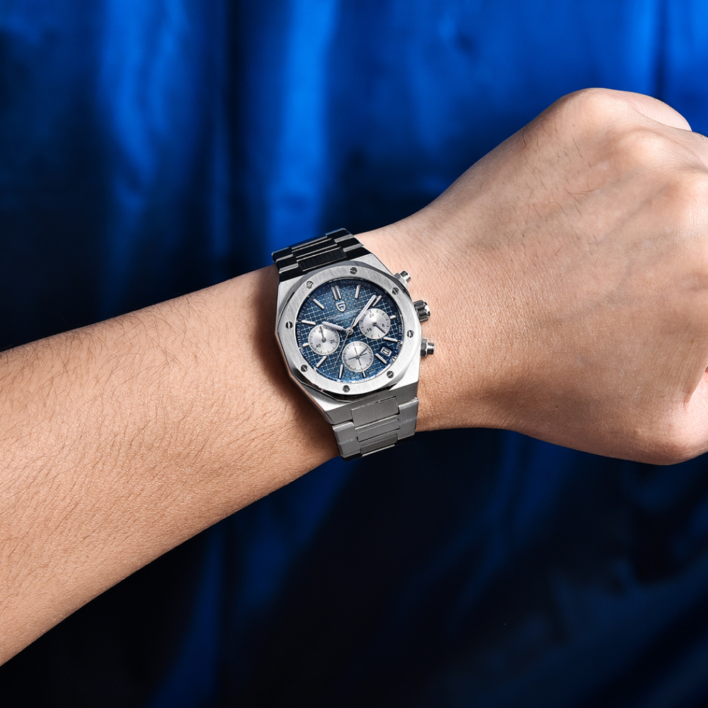 PAGANI DESIGN PD-1707 Men's Sports Quartz Watches New Chronograph Wrist Watch for Men Sapphire Stainless Steel Leather Watchband Waterproof Business Dress Wristwatch