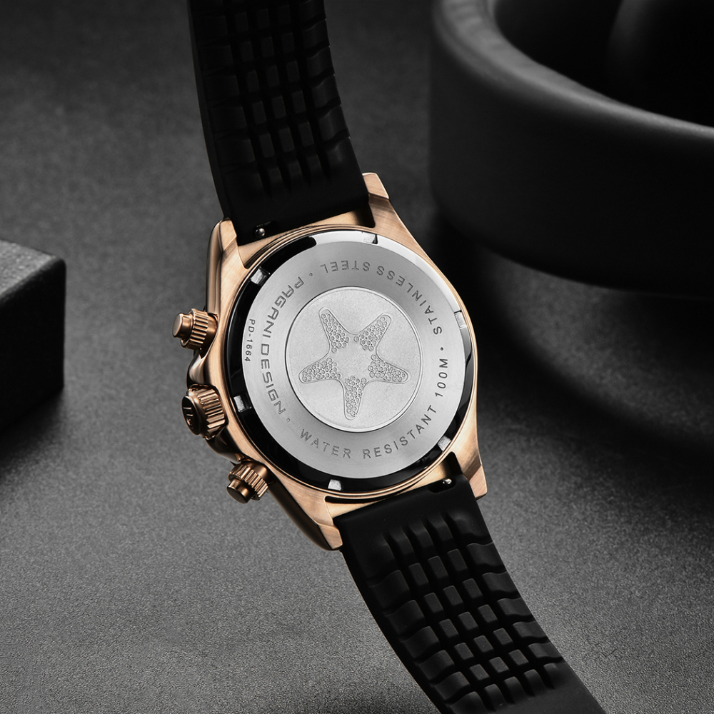PAGANI DESIGN PD-1664 Men's Quartz Watches Sports Chronograph Men's Wrist Watch with VK63 Movement Silicone Watchband