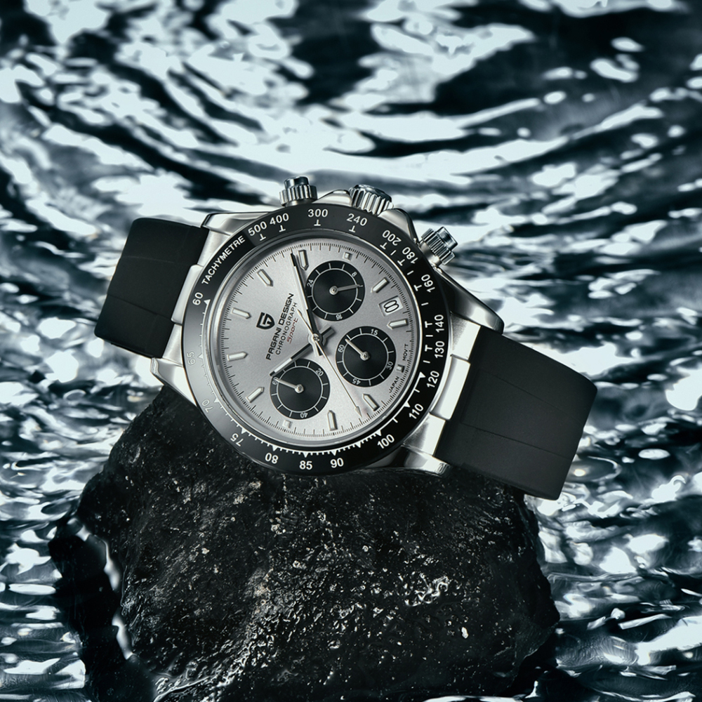 PAGANI DESIGN PD-1664 Men's Quartz Watches Sports Chronograph Men's Wrist Watch with VK63 Movement Silicone Watchband