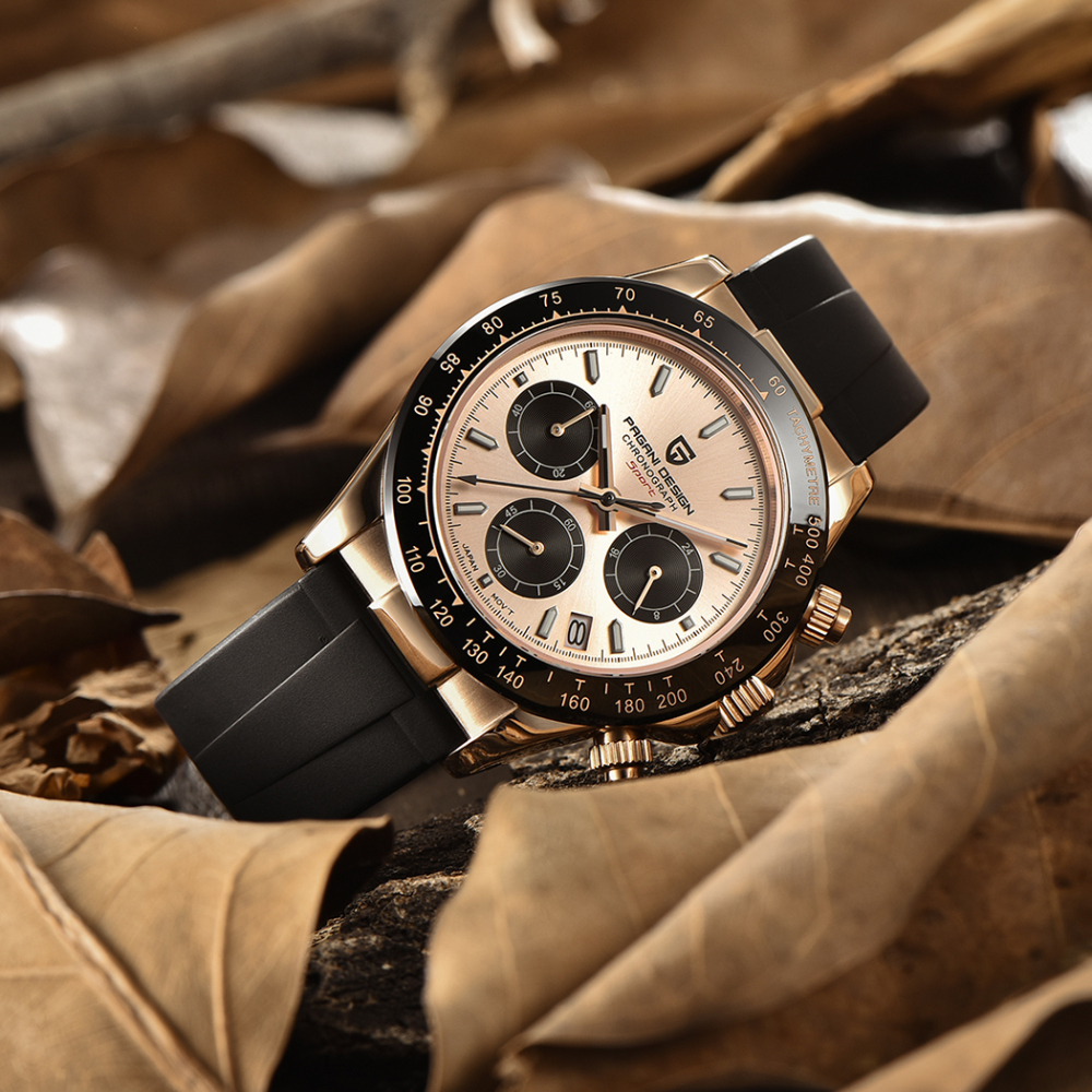 PAGANI DESIGN PD-1664 Men's Quartz Watches Sports Chronograph Men's Wrist Watch with VK63 Movement Silicone Watchband