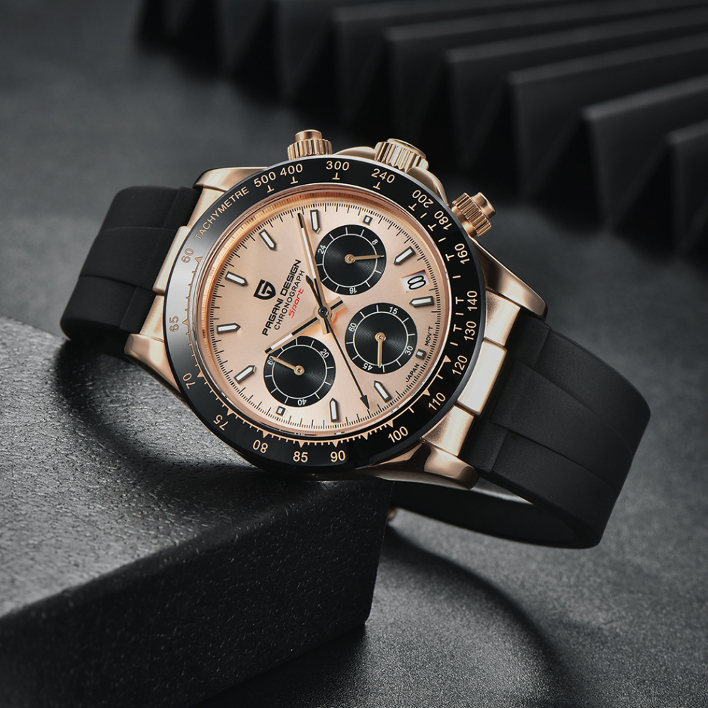 PAGANI DESIGN PD-1664 Men's Quartz Watches Sports Chronograph Men's Wrist Watch with VK63 Movement Silicone Watchband