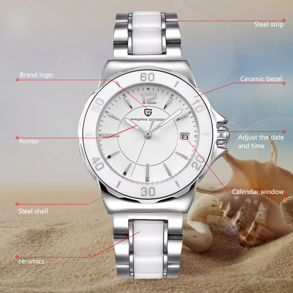 PAGANI DESIGN Women's Quartz Watches Ladies High Quality Ceramic Bracelet Women Watch Famous Luxury Brand Fashion Wrist Watches for Women