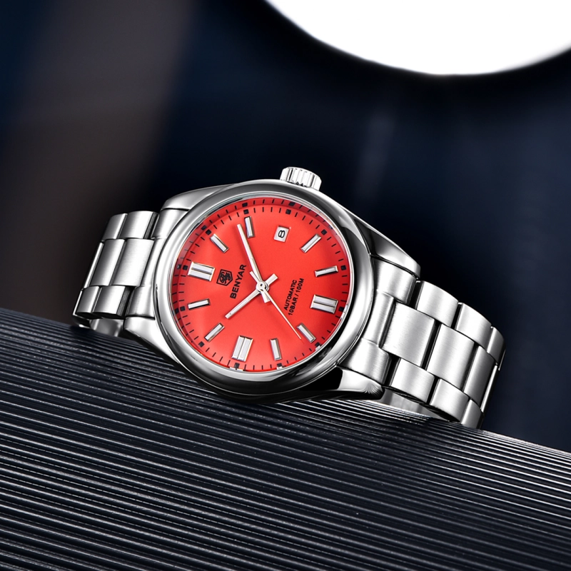 BENYAR Men's Automatic Watches full Steel Luxury Casual Business Wrist Watch for Men Sea-gull ST6 Mechanical Synthetic Glass Wristwatch