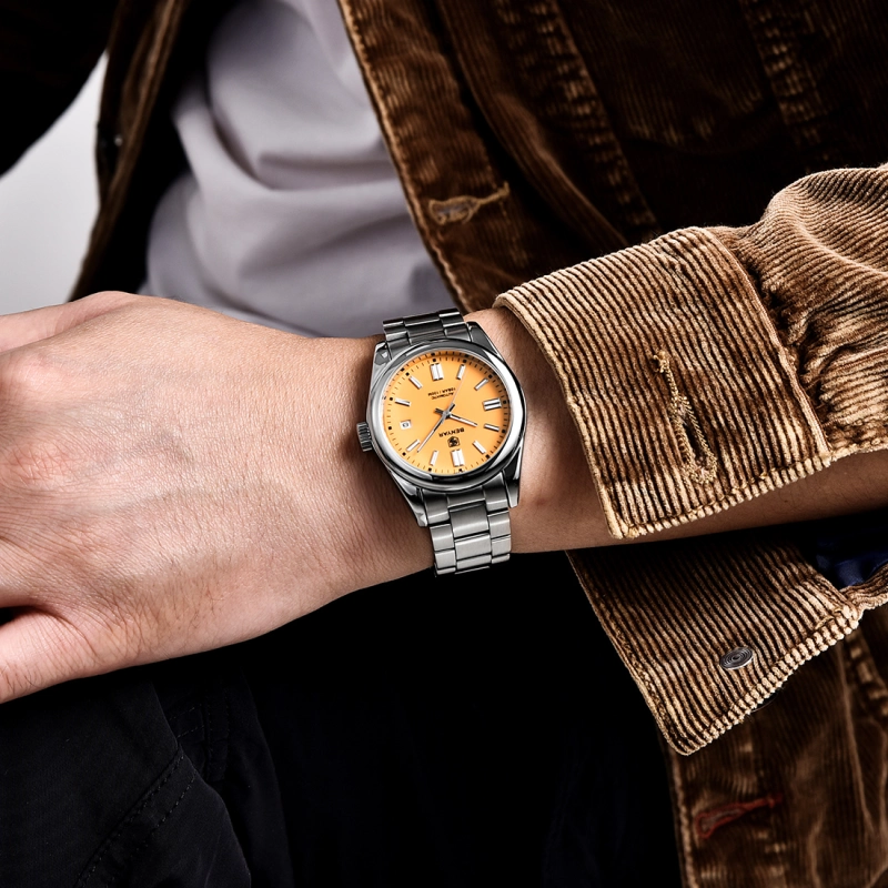 BENYAR Men's Automatic Watches full Steel Luxury Casual Business Wrist Watch for Men Sea-gull ST6 Mechanical Synthetic Glass Wristwatch