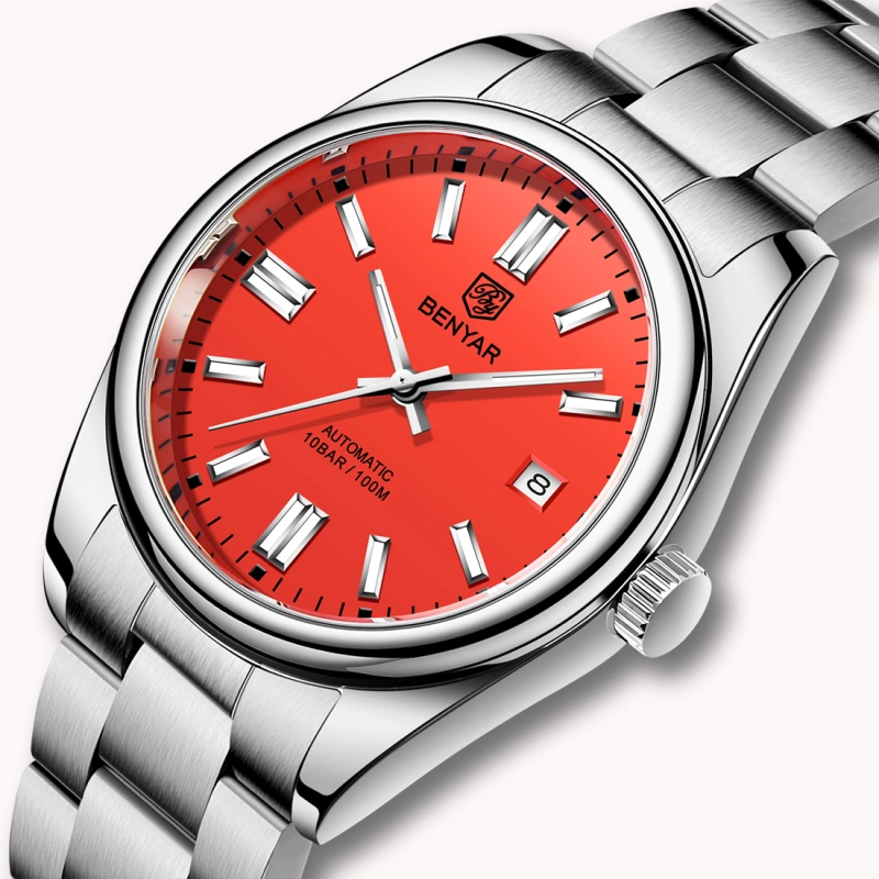 BENYAR Men's Automatic Watches full Steel Luxury Casual Business Wrist Watch for Men Sea-gull ST6 Mechanical Synthetic Glass Wristwatch