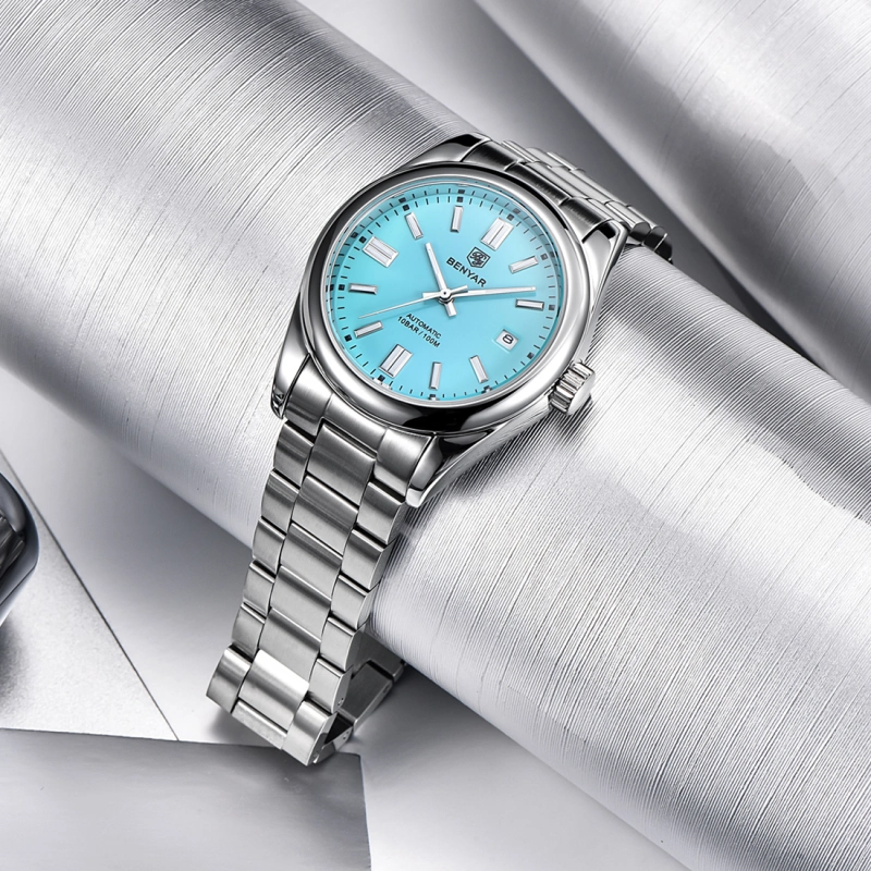 BENYAR Men's Automatic Watches full Steel Luxury Casual Business Wrist Watch for Men Sea-gull ST6 Mechanical Synthetic Glass Wristwatch