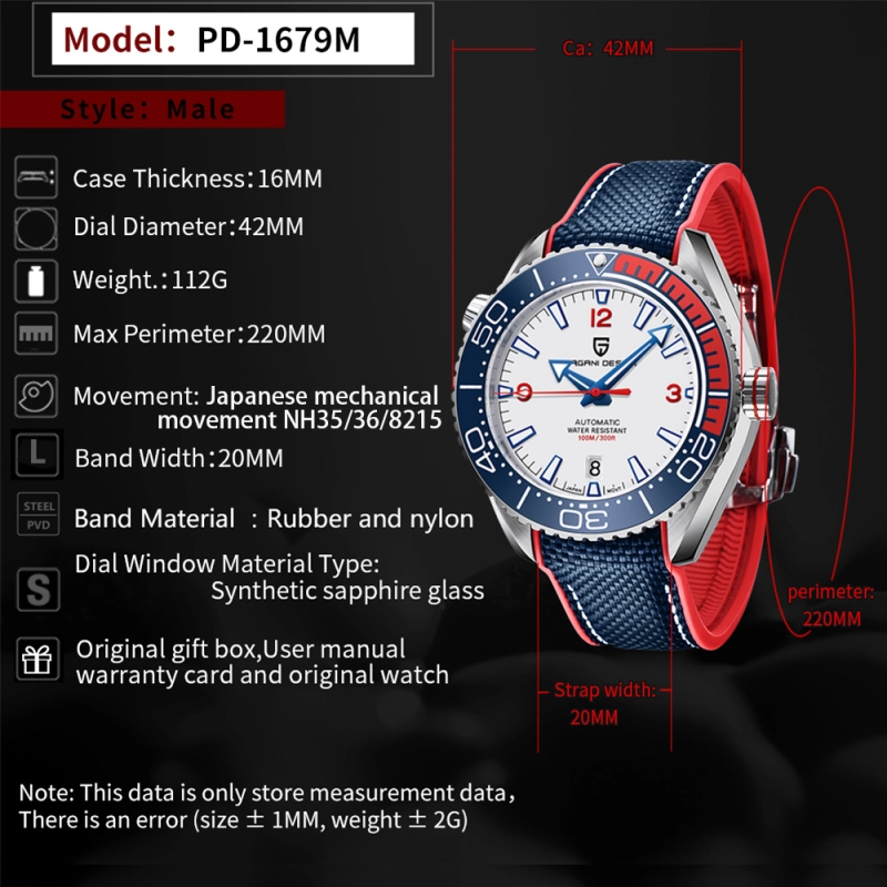 PAGANI DESIGN PD-1679 Men's Watches Automatic Mechanical Wristwatch Ceramic Bezel Waterproof Top Brand Sports Watch New Sapphire Glass Watches Men