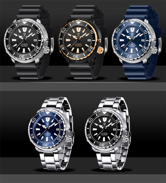 PAGANI DESIGN Men's Automatic Watches 300M Diving Mechanical Wristwatch Luxury Sapphire Glass Ceramic Bezel Wrist Watch for Men