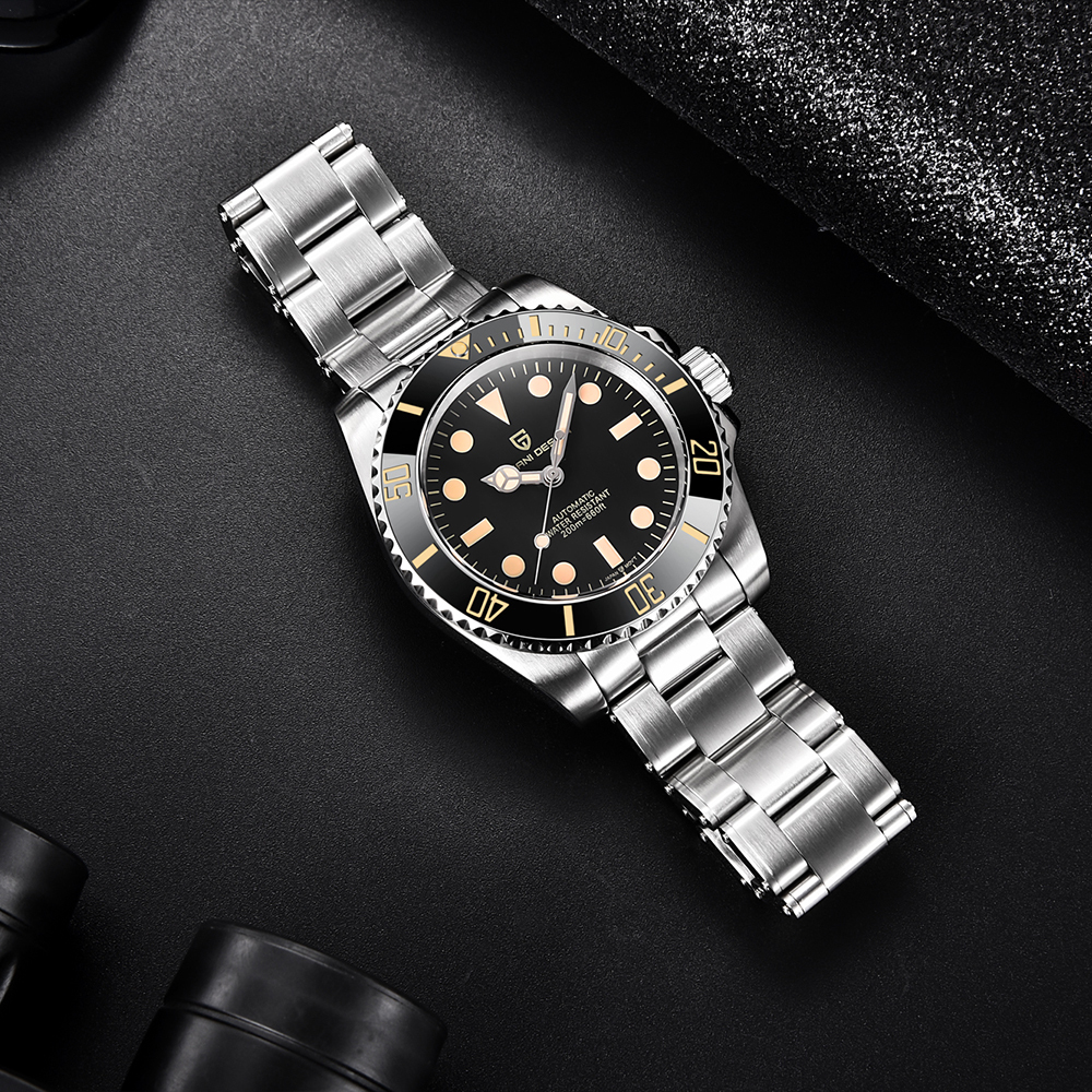 PAGANI DESIGN PD-1694 Automatic Men's Watches Super Luminous Stainless full Steel SEIKO NH35A Mechanical Wristwatches Ceramic Bezel Sapphire Glass Watch Men