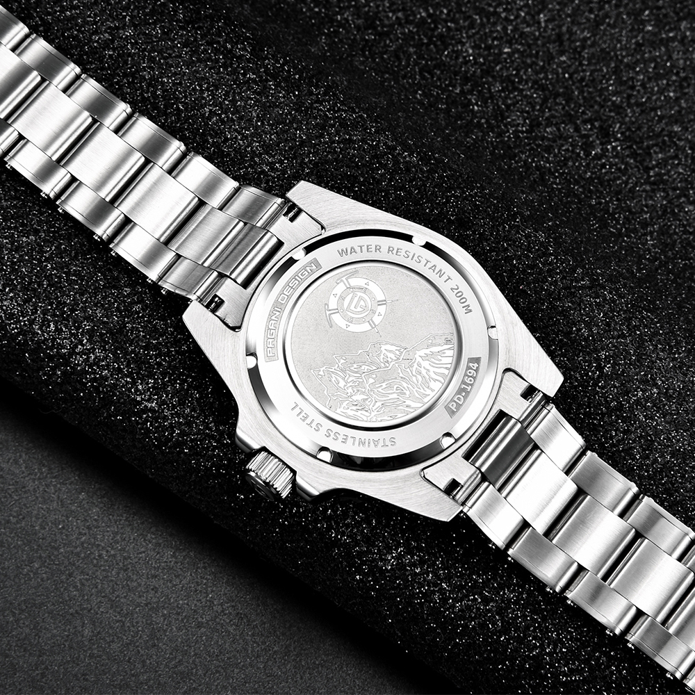 PAGANI DESIGN PD-1694 Automatic Men's Watches Super Luminous Stainless full Steel SEIKO NH35A Mechanical Wristwatches Ceramic Bezel Sapphire Glass Watch Men