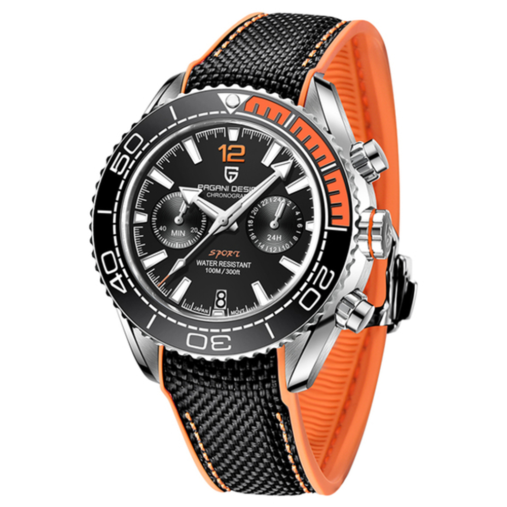 PAGANI DESIGN PD-1711 Sports Men Quartz Watches Ceramic Bezel Waterproof Chronograph Wristwatch Sapphire Glass Men Watches