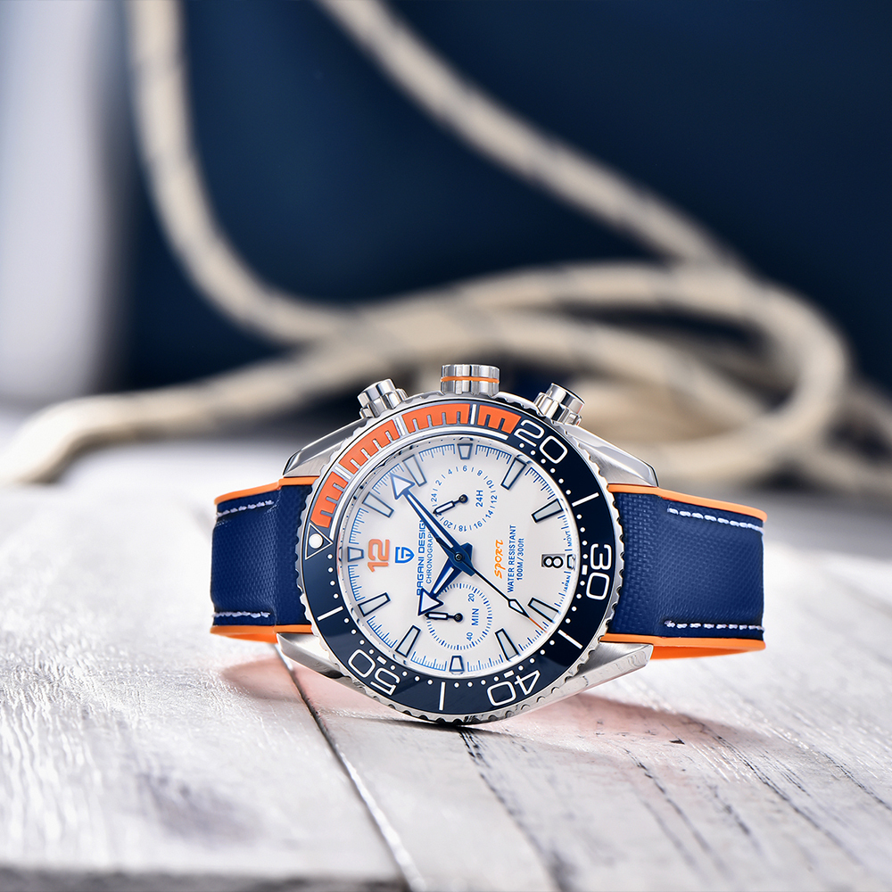 PAGANI DESIGN Top Brand Sports Men Quartz Watches Ceramic Bezel Waterproof Chronograph Wristwatch Sapphire Glass Men Watches