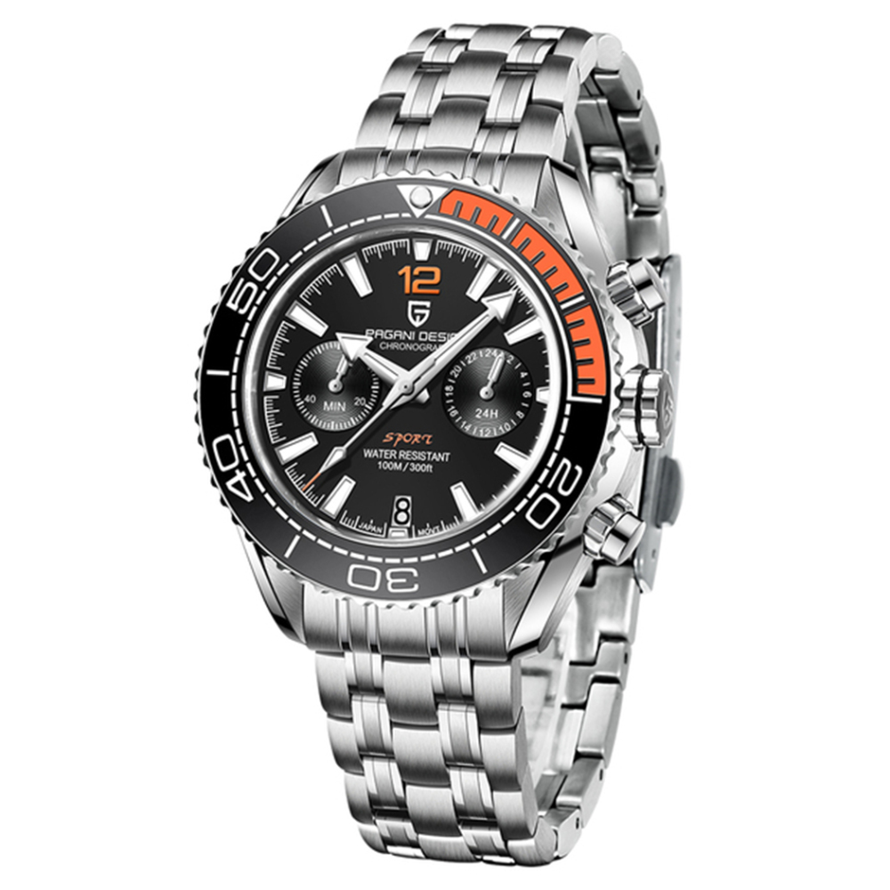 PAGANI DESIGN PD-1711 Sports Men Quartz Watches Ceramic Bezel Waterproof Chronograph Wristwatch Sapphire Glass Men Watches