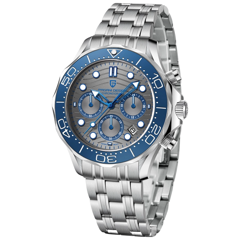 PAGANI DESIGN PD-1718 Quartz Men's Watches Stainless Steel Business Sports Chronograph Wrist Watch for Men Sapphire Dial Glass Auto Date