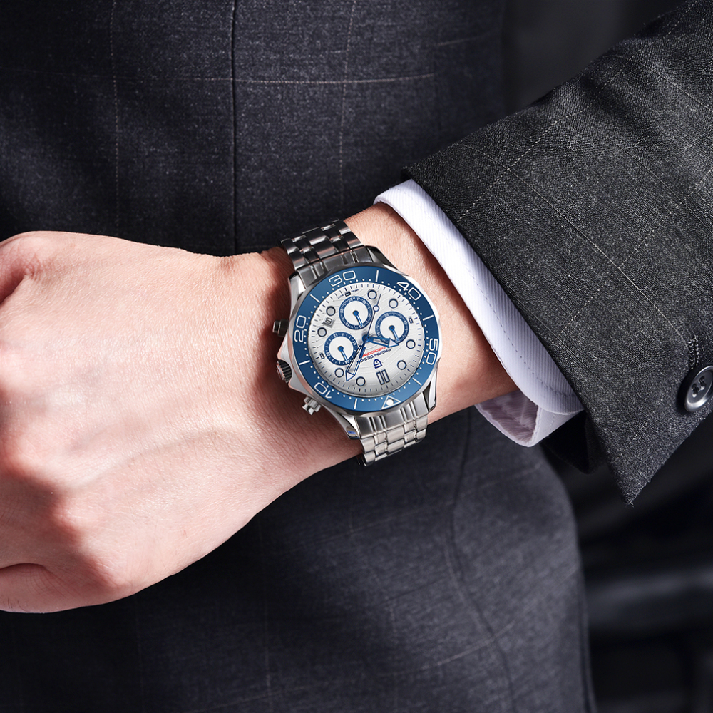 PAGANI DESIGN Quartz Men's Watches Stainless Steel Business Sports Chronograph Wrist Watch for Men Sapphire Dial Glass Auto Date