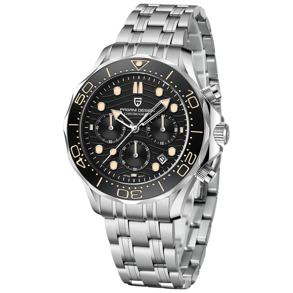 PAGANI DESIGN Quartz Men's Watches Stainless Steel Business Sports Chronograph Wrist Watch for Men Sapphire Dial Glass Auto Date