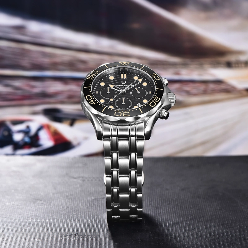 PAGANI DESIGN Quartz Men's Watches Stainless Steel Business Sports Chronograph Wrist Watch for Men Sapphire Dial Glass Auto Date