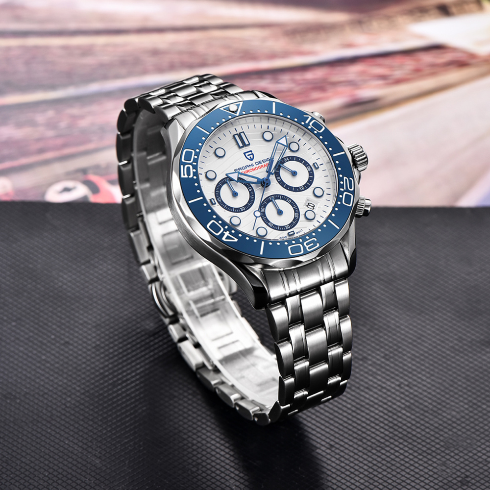 PAGANI DESIGN PD-1718 Quartz Men's Watches Stainless Steel Business Sports Chronograph Wrist Watch for Men Sapphire Dial Glass Auto Date