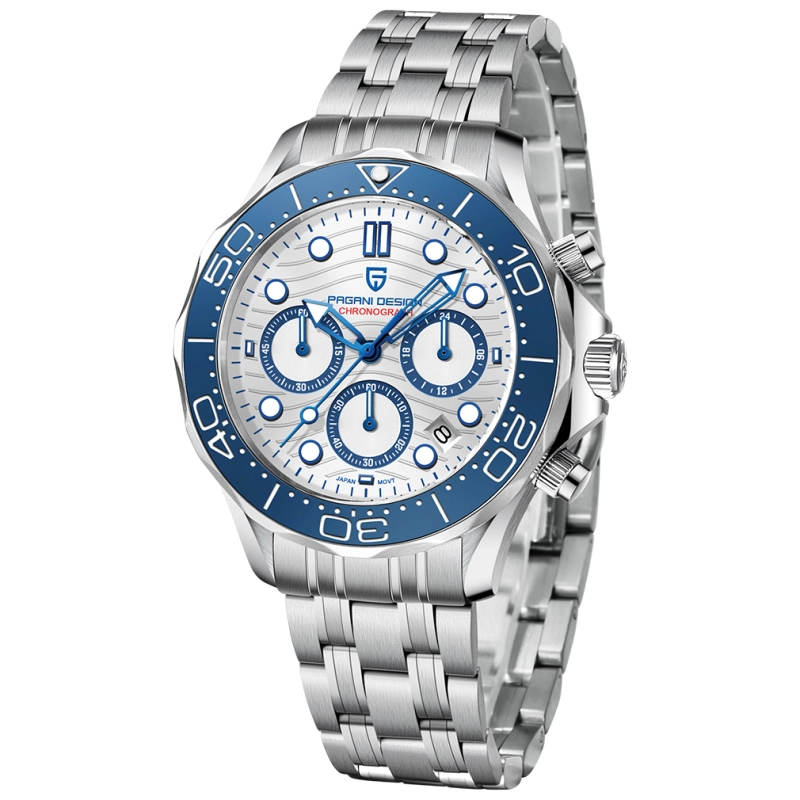 PAGANI DESIGN PD-1718 Quartz Men's Watches Stainless Steel Business Sports Chronograph Wrist Watch for Men Sapphire Dial Glass Auto Date