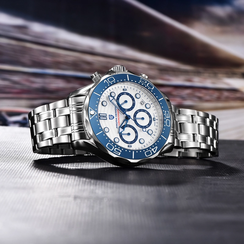 PAGANI DESIGN PD-1718 Quartz Men's Watches Stainless Steel Business Sports Chronograph Wrist Watch for Men Sapphire Dial Glass Auto Date