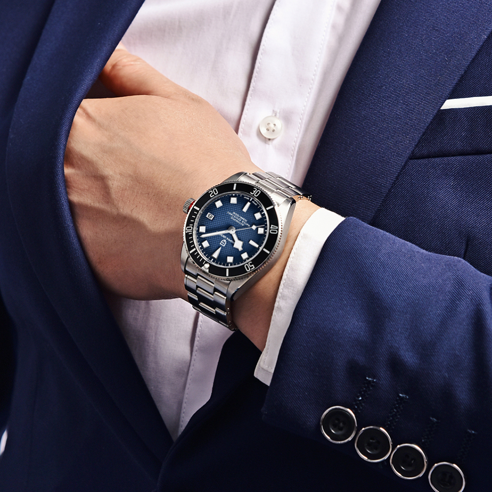 PAGANI DESIGN PD-1671 Men's Automatic Watches NH35A Sports Mechanical Stainless Steel Waterproof Wrist Watch for Men Auto Date Fold-over Clasp
