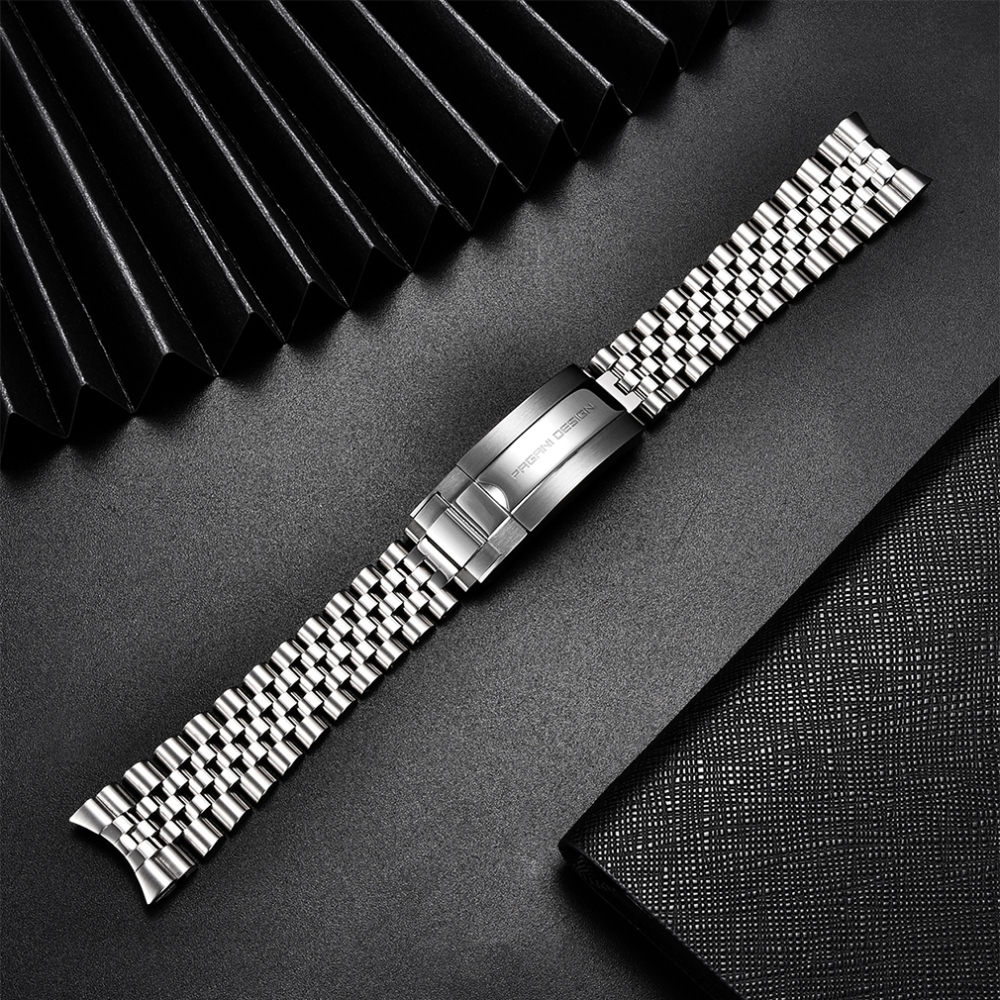 PAGANI DESIGN Original Stainless Steel Bracelet with Delpoyment Clasp, Fold-Over Clasp