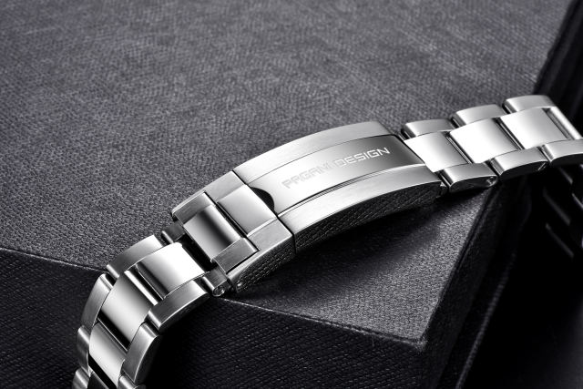 PAGANI DESIGN Original Stainless Steel Bracelet with Delpoyment Clasp, Fold-Over Clasp