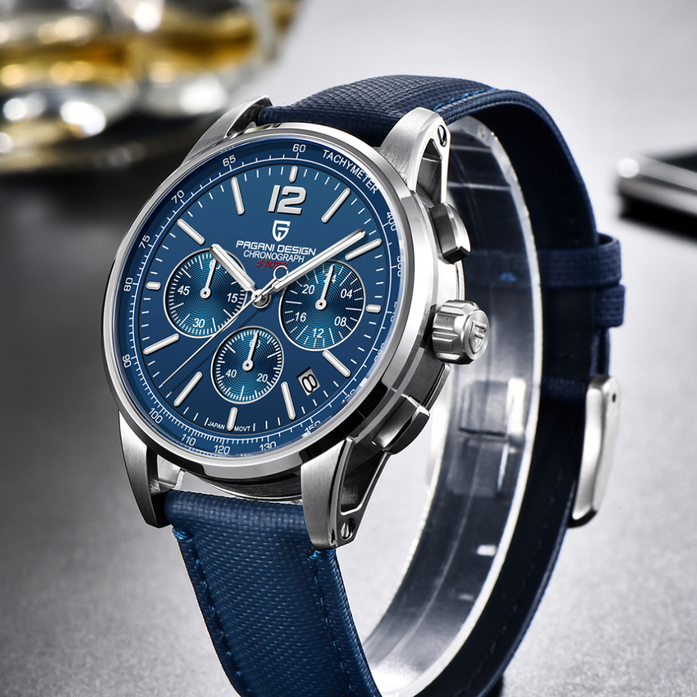 PAGANI DESIGN New Men's Quartz Watches Sports Chronograph Stainless Steel Leather Wrist Watches for Men PD YS008