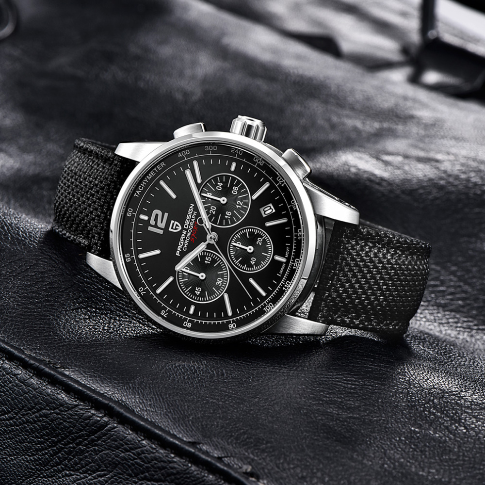 PAGANI DESIGN PD-YS008 Men's Quartz Watches Sports Chronograph Stainless Steel Leather Wrist Watches for Men