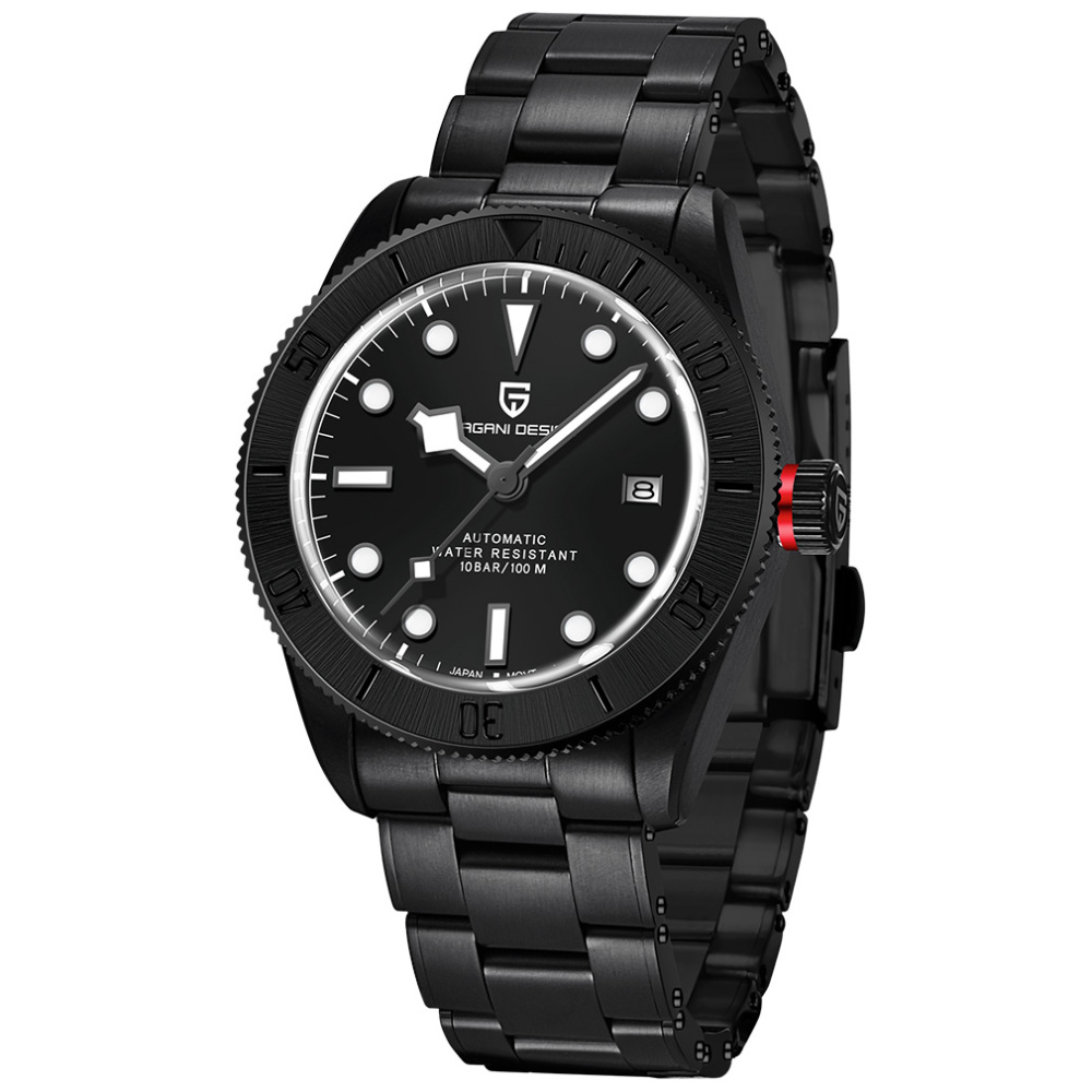 PAGANI DESIGN PD-1709 Men's Automatic Watches Mechanical Sports NH35A Stainless Steel Waterproof Wrist Watch for Men Auto Date Fold-over Clasp