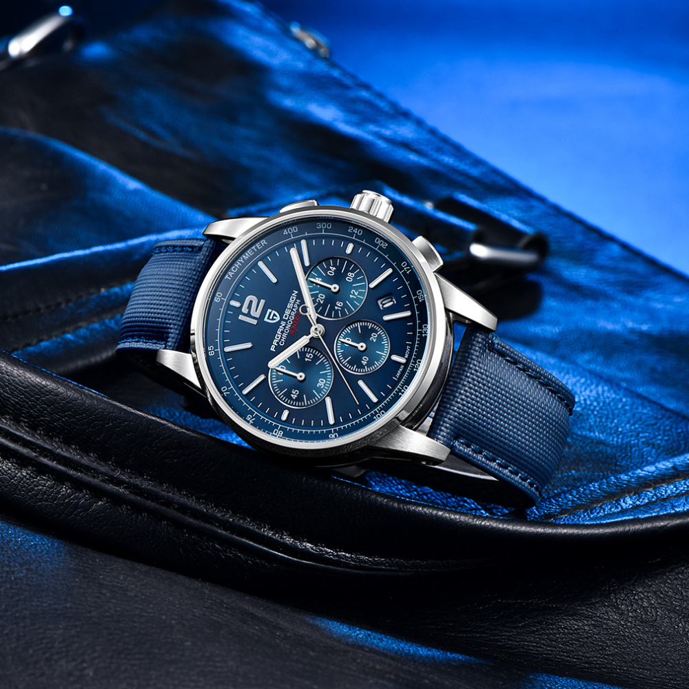 PAGANI DESIGN PD-YS008 Men's Quartz Watches Sports Chronograph Stainless Steel Leather Wrist Watches for Men