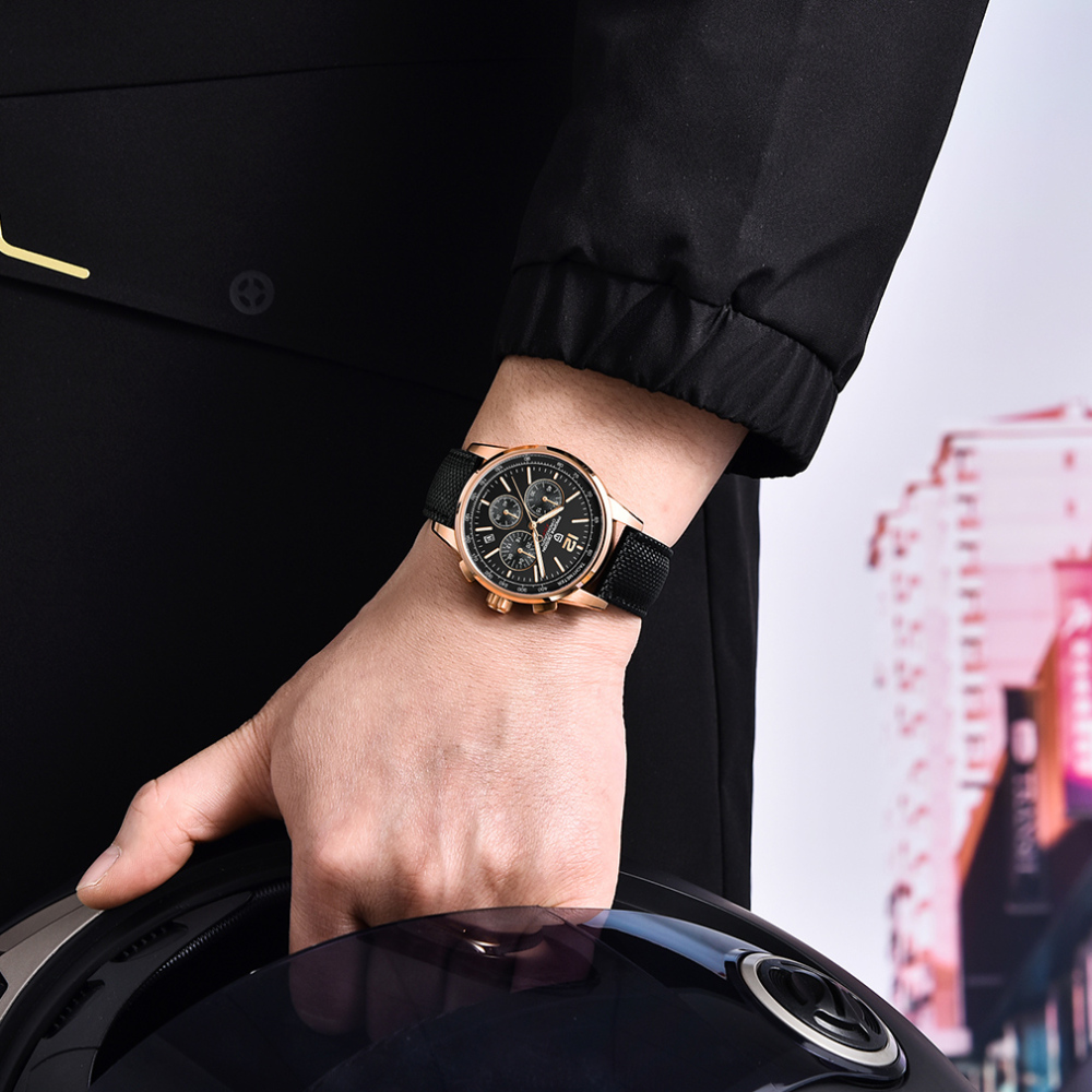 PAGANI DESIGN New Men's Quartz Watches Sports Chronograph Stainless Steel Leather Wrist Watches for Men PD YS008