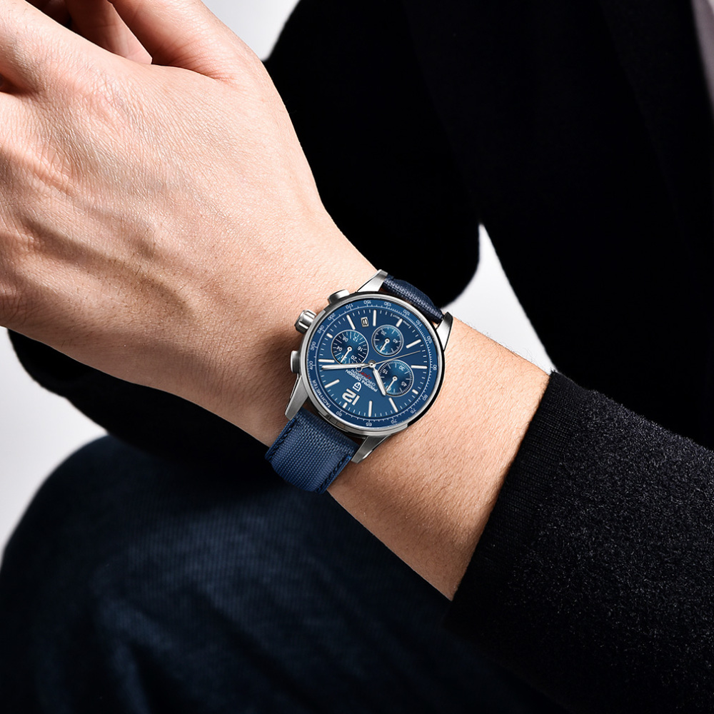 PAGANI DESIGN PD-YS008 Men's Quartz Watches Sports Chronograph Stainless Steel Leather Wrist Watches for Men